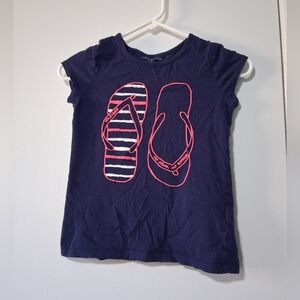 Tommy Hilfiger Navy Blue Kids Tee with Pink Flip-Flop Design Size M